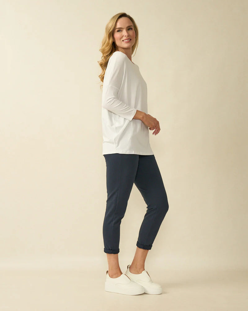 Decollage White Basic Oversized Top