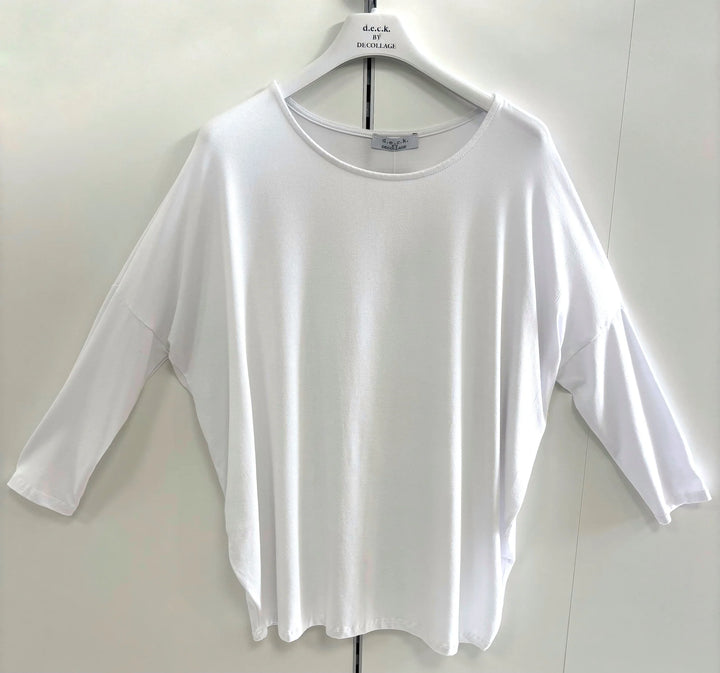 Decollage White Basic Oversized Top