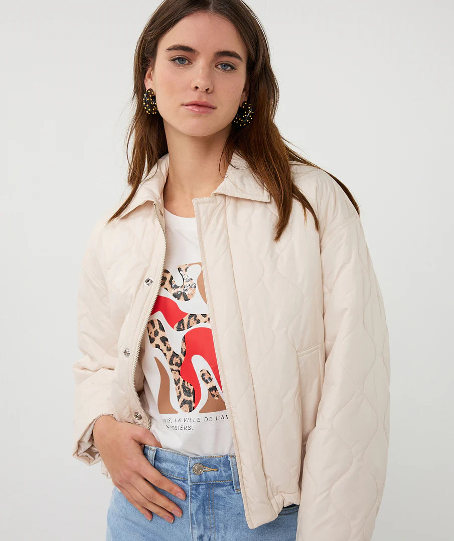 EsQualo Light Sand Quilted Jacket