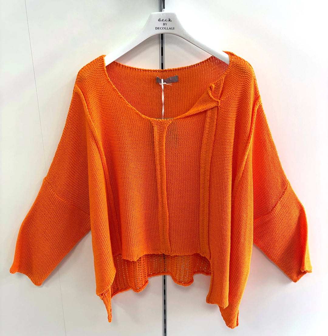 Decollage Orange Layered Knit Pullover