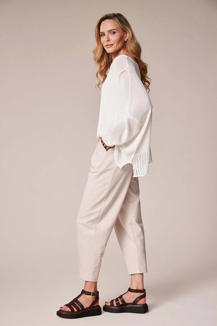 Decollage White Layered Knit Pullover