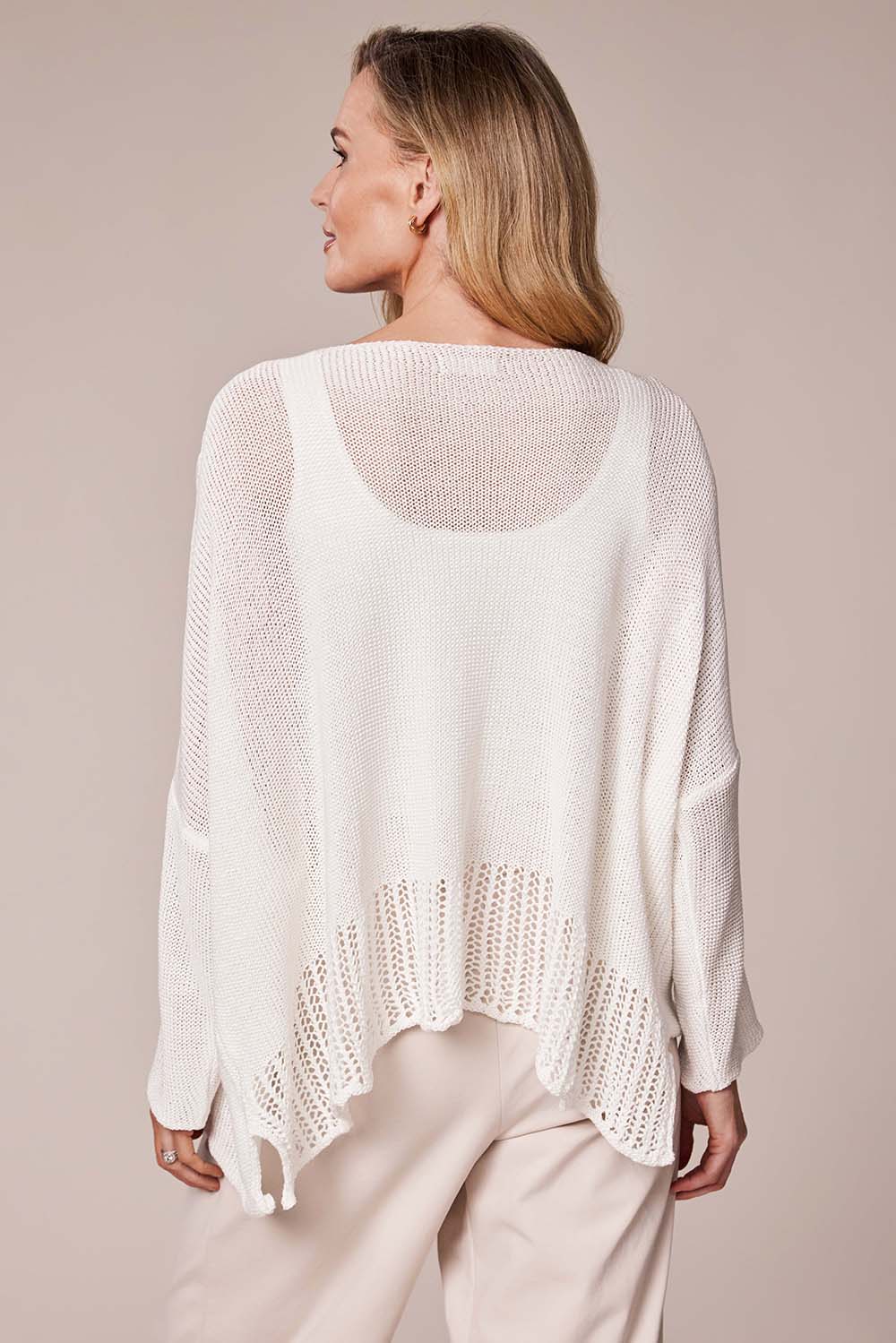 Decollage White Layered Knit Pullover