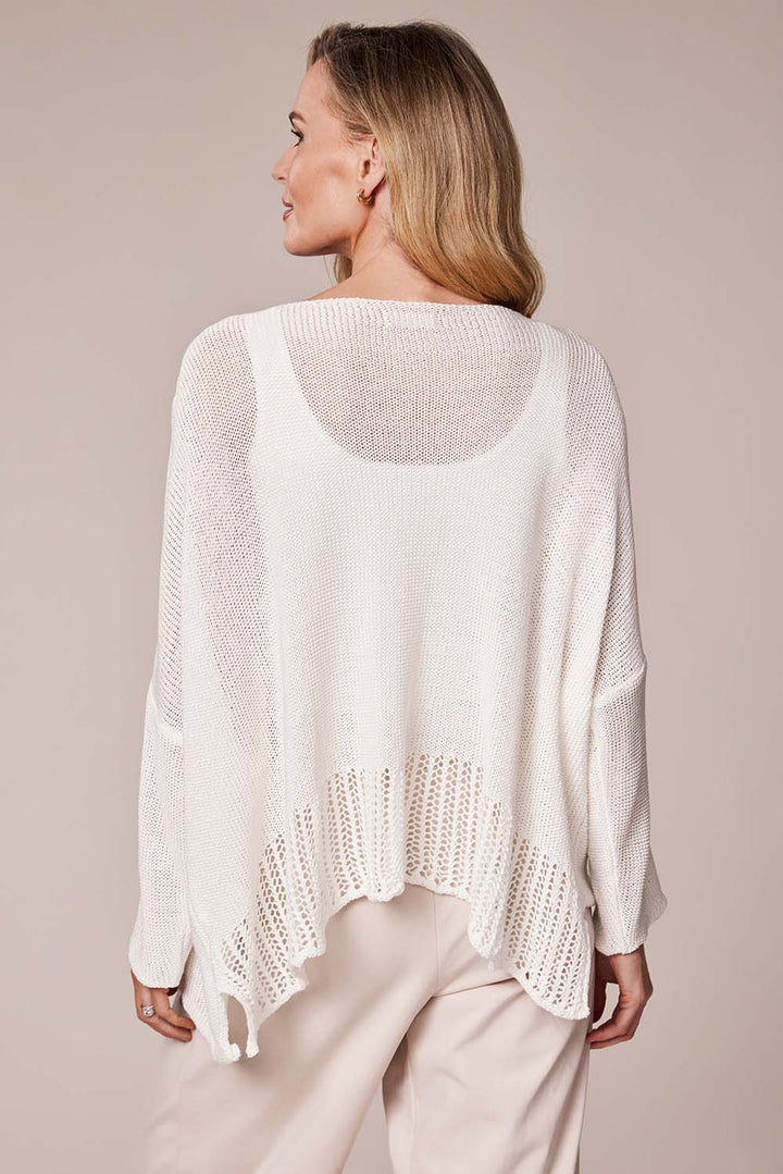 Decollage White Layered Knit Pullover