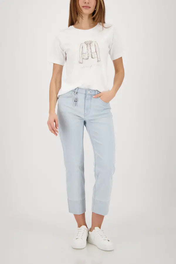 Monari Off White Blazer Print Top