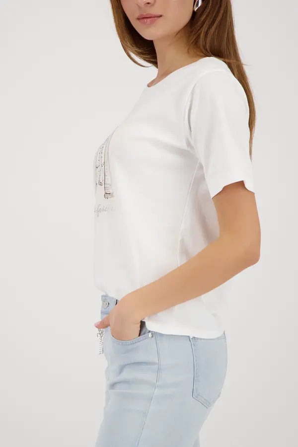 Monari Off White Blazer Print Top