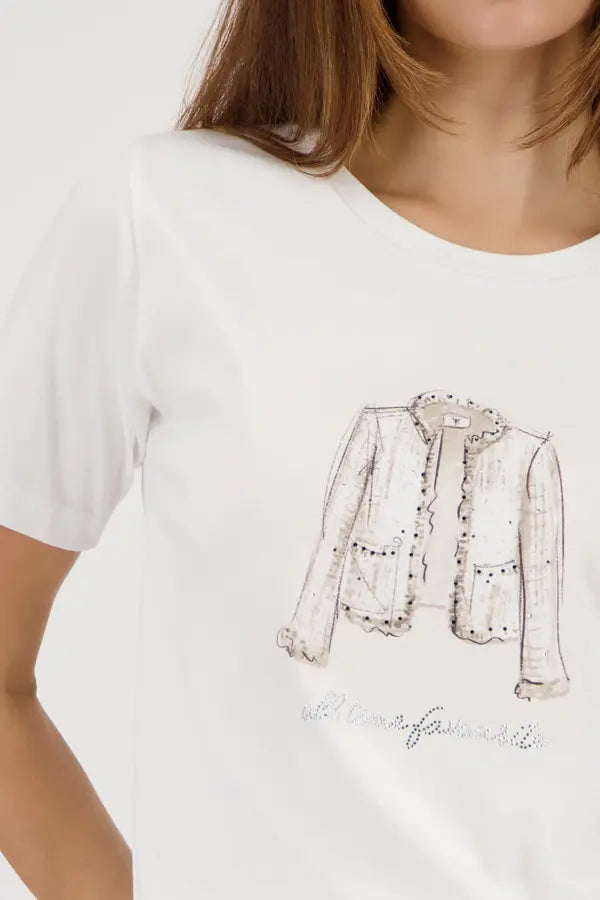 Monari Off White Blazer Print Top