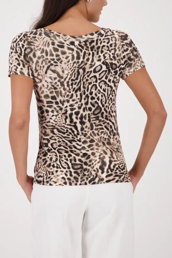 Monari Dark Chocolate Leopard Pattern Top