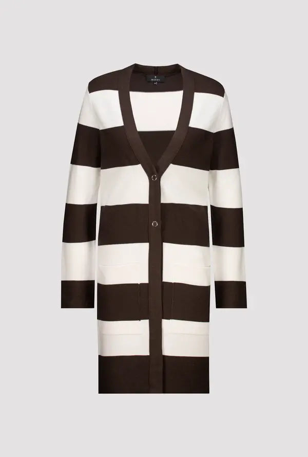Monari Brown Block Striped Cardigan