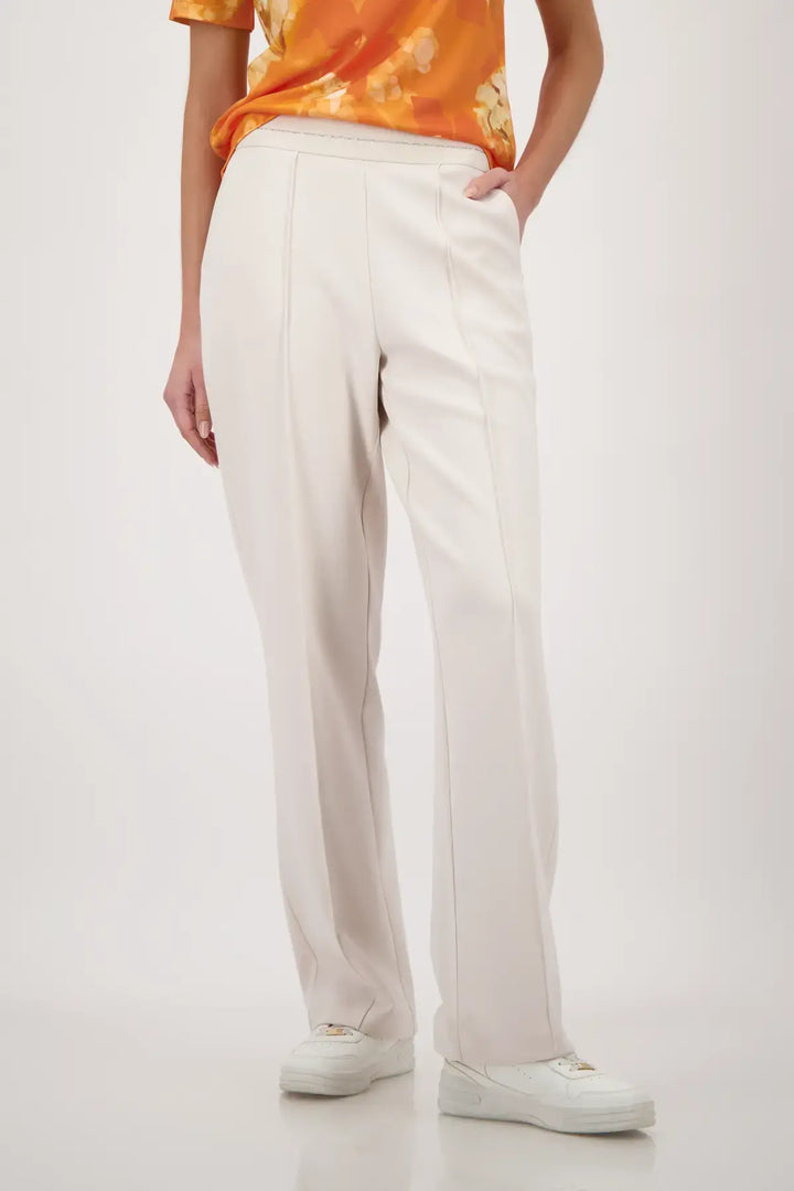 Monari Beige Straight Leg Jogger Trousers