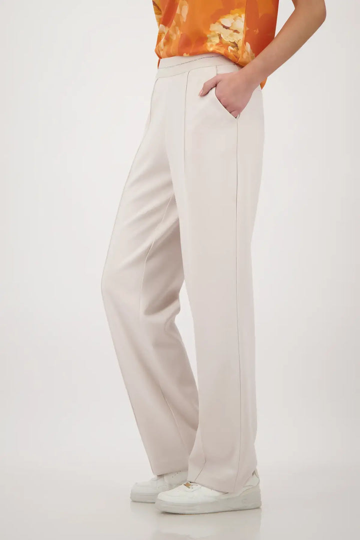 Monari Beige Straight Leg Jogger Trousers