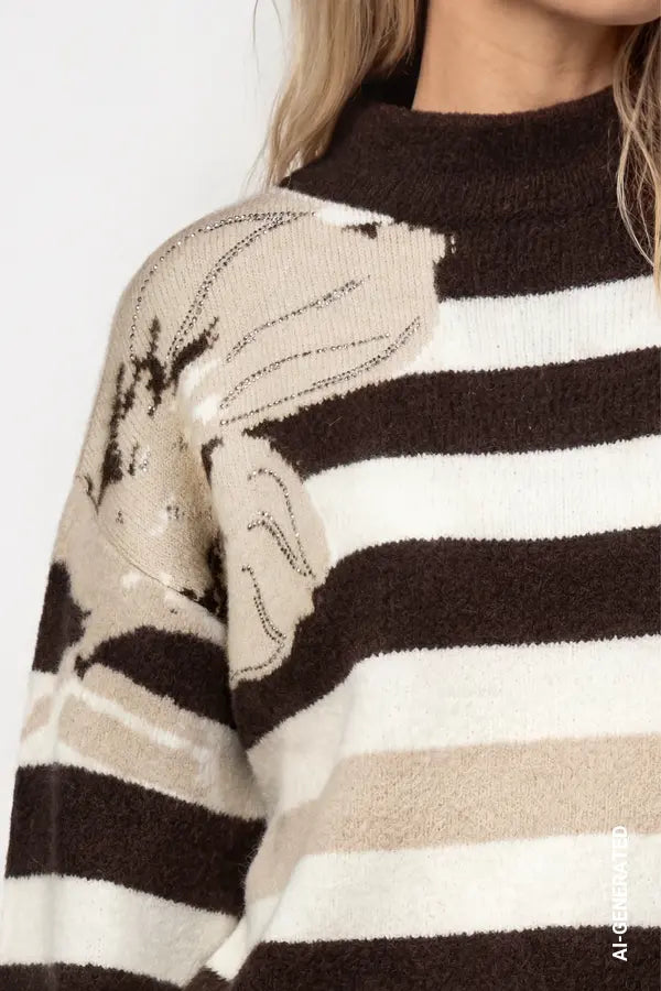 Monari Knitted Soft Texture Jumper, Cappucino
