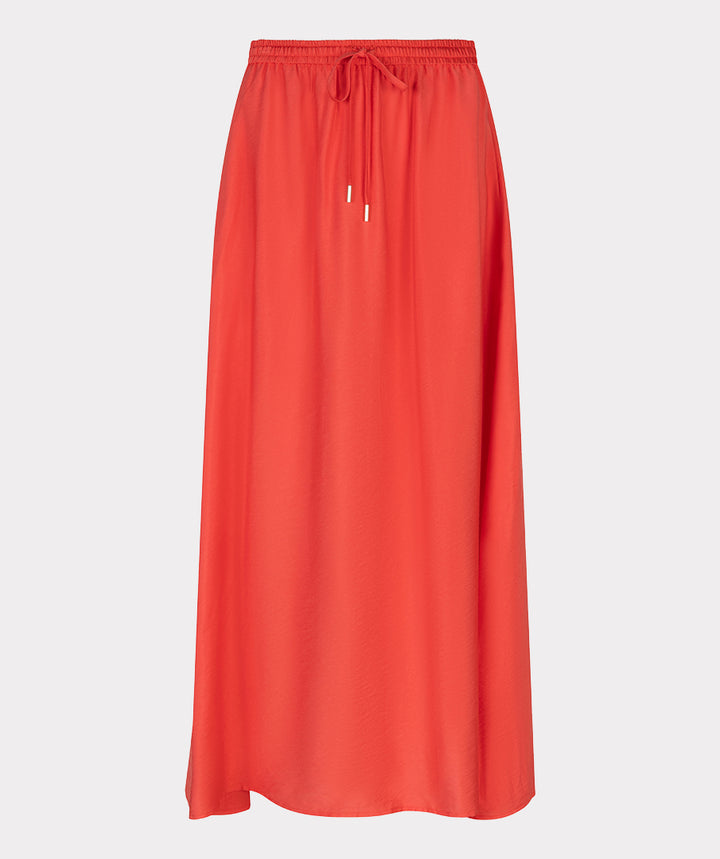 EsQualo Red Long Elastic Waist Skirt