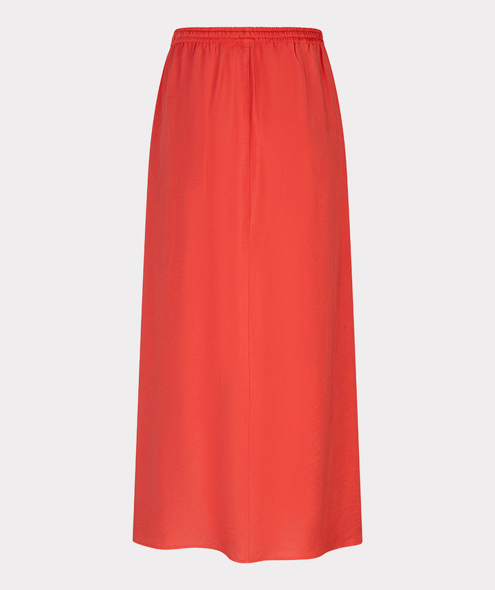 EsQualo Red Long Elastic Waist Skirt