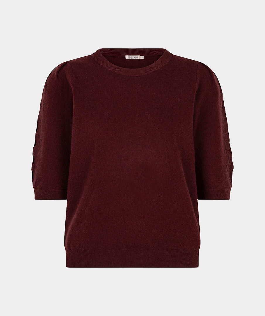 EsQualo Knit Embroidery Short Jumper, Merlot