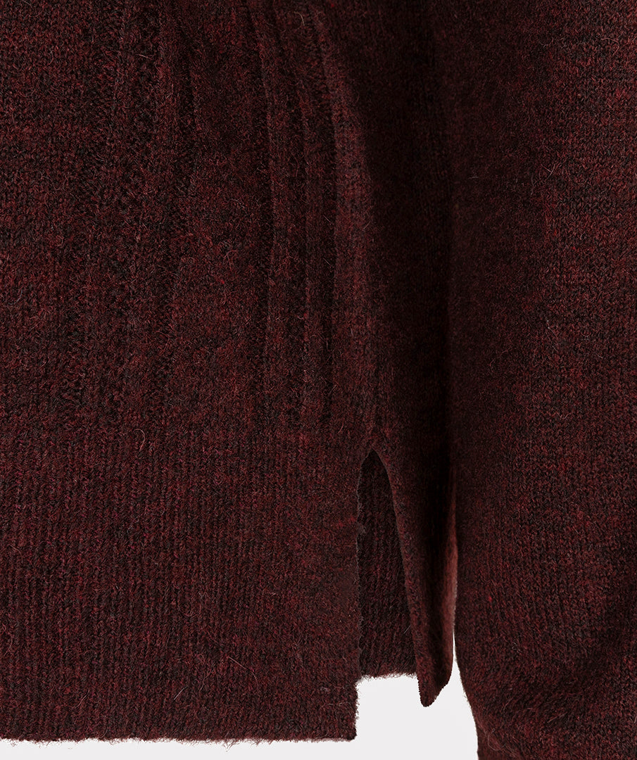 EsQualo Cable Knit V-Neck, Merlot