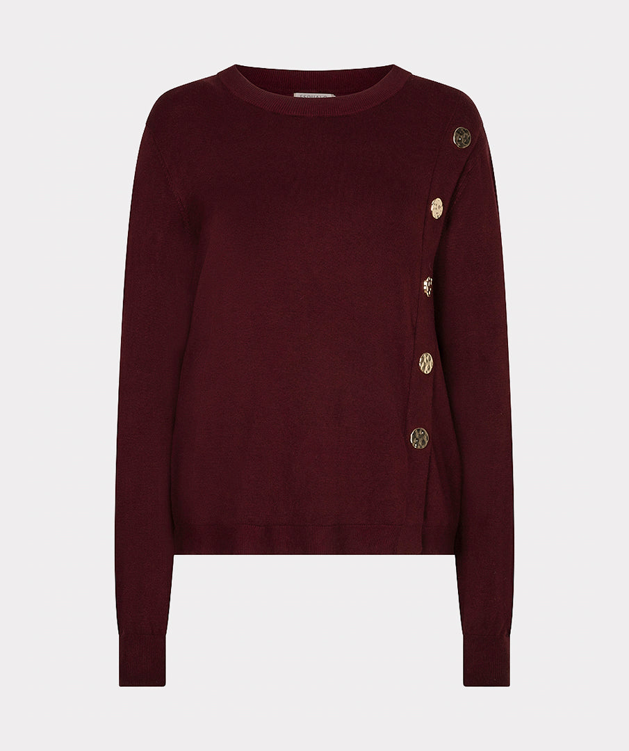 EsQualo Button Detail Basic Knit, Merlot