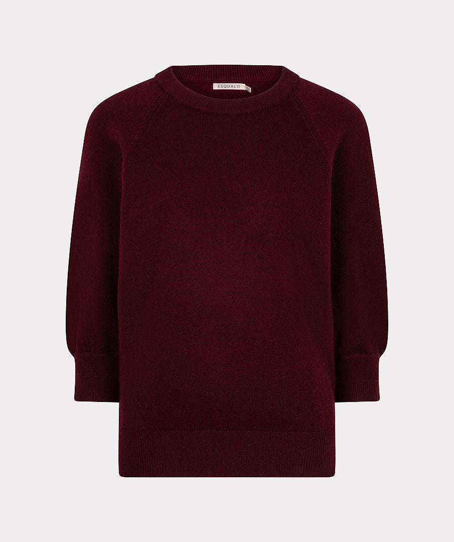 EsQualo Raglan Round Neck Jumper, Merlot