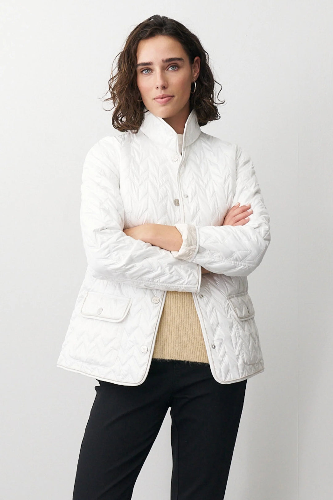 Barbara Lebek White Reversible Quilted Jacket