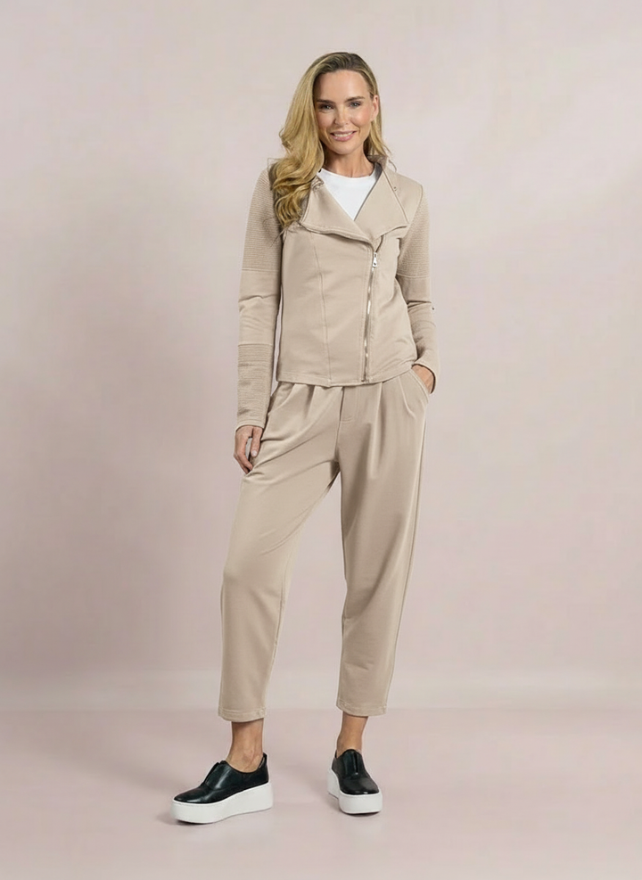 Decollage Beige Biker Jacket