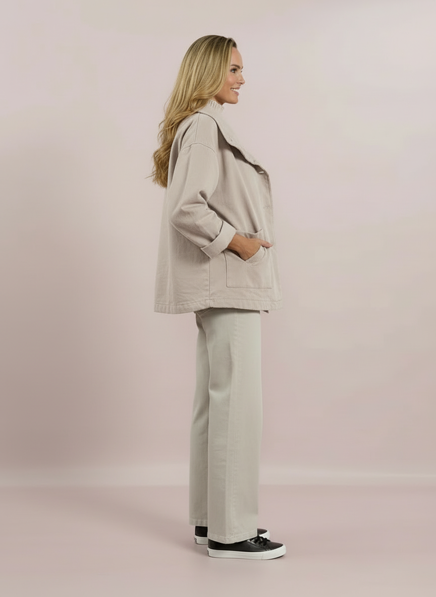 Decollage Beige Funnel Jacket