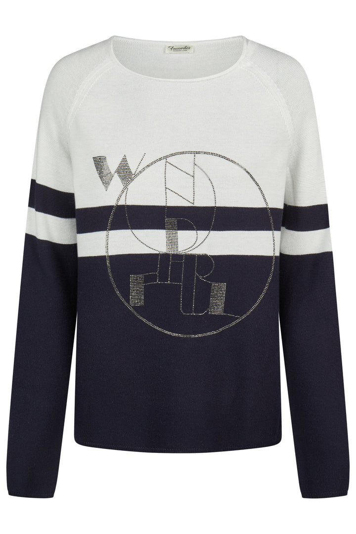 Barbara Lebek Navy Stripe Print Top