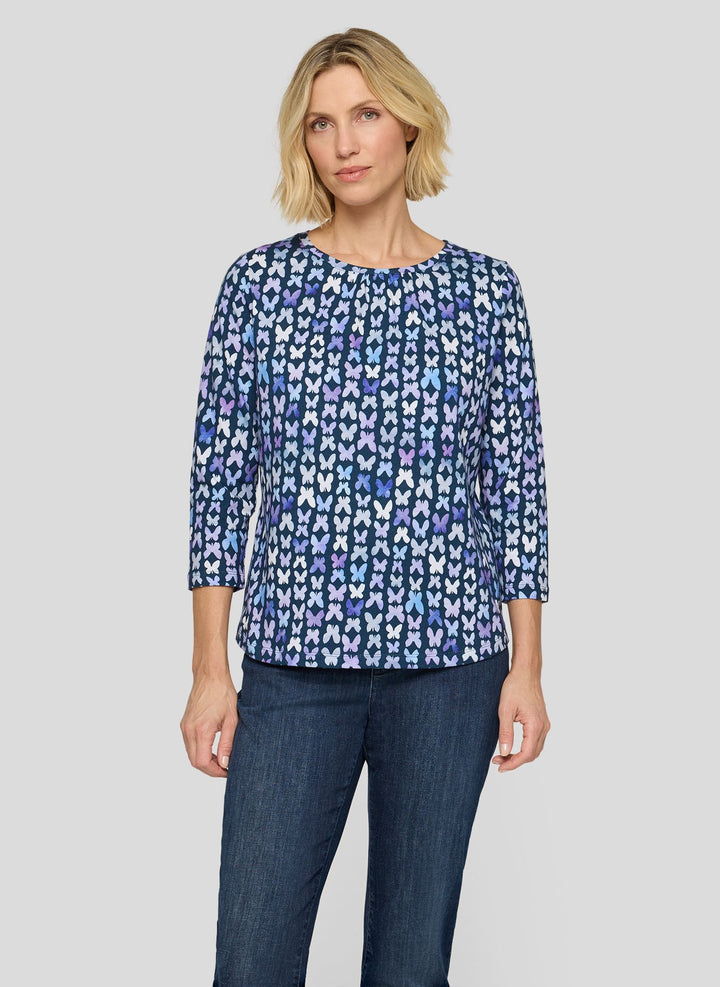 Rabe Navy Butterfly Print Shirt