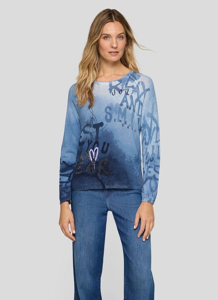 Rabe Navy Lettering Print Sweater