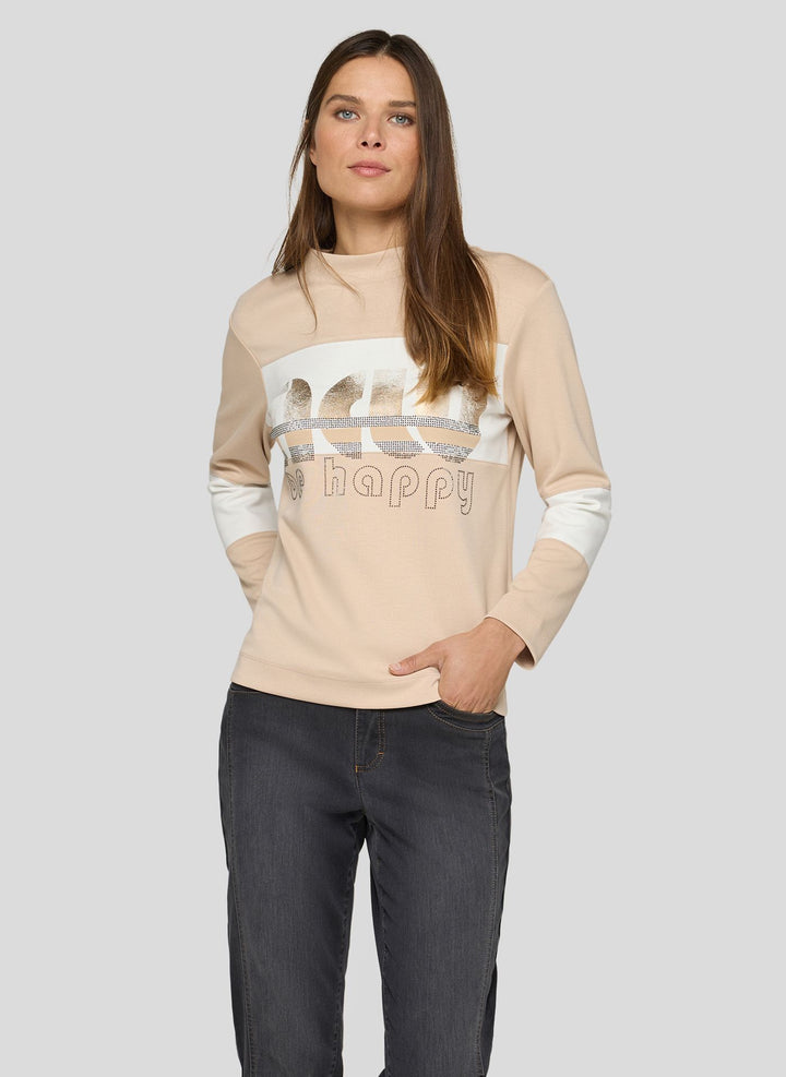 Rabe Beige 'Be Happy' Print Sweater