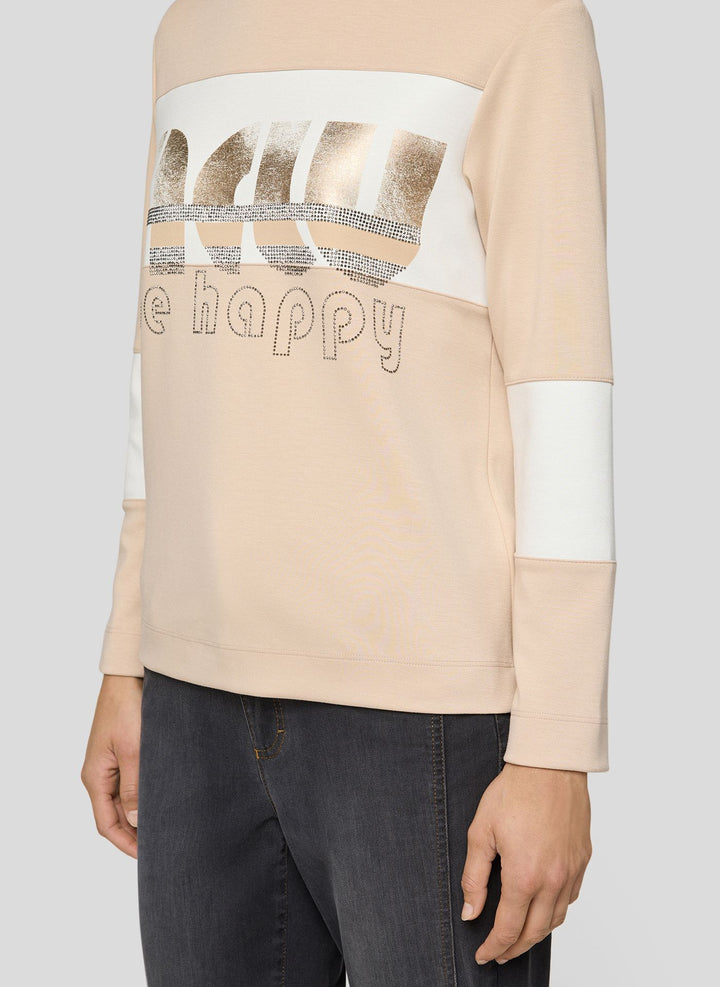 Rabe Beige 'Be Happy' Print Sweater