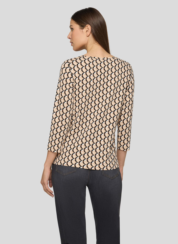 Rabe Brown Long-Sleeved Graphic Pattern Top