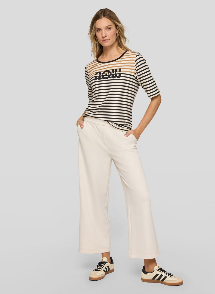 Rabe Striped 'Be Happy Now' Print Top