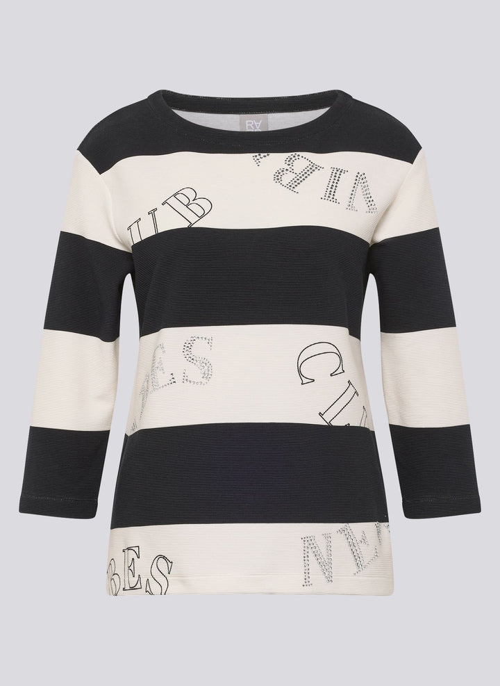 Rabe Beige Striped Round Neck Sweater