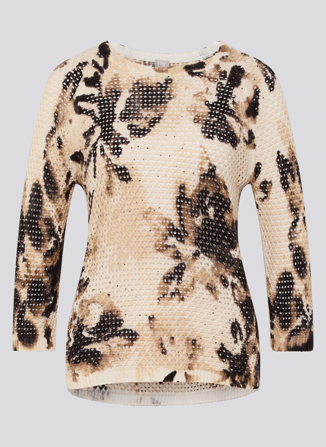 Rabe Beige Floral Mesh Texture Sweater
