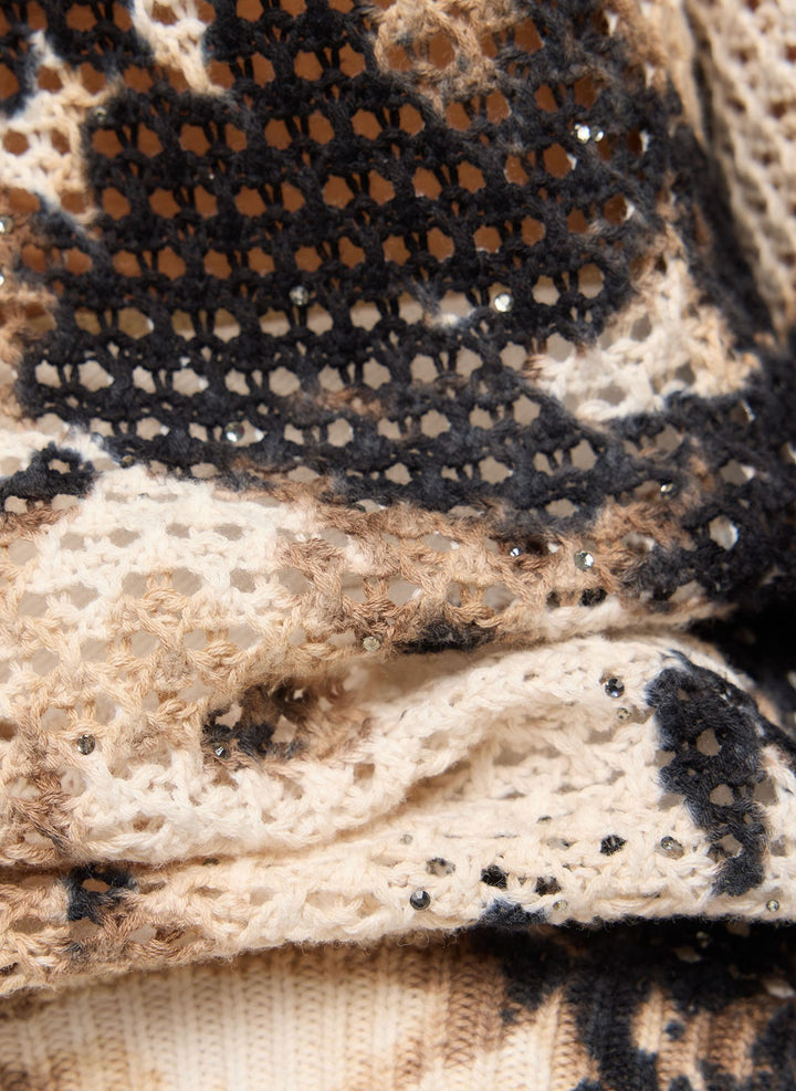 Rabe Beige Floral Mesh Texture Sweater