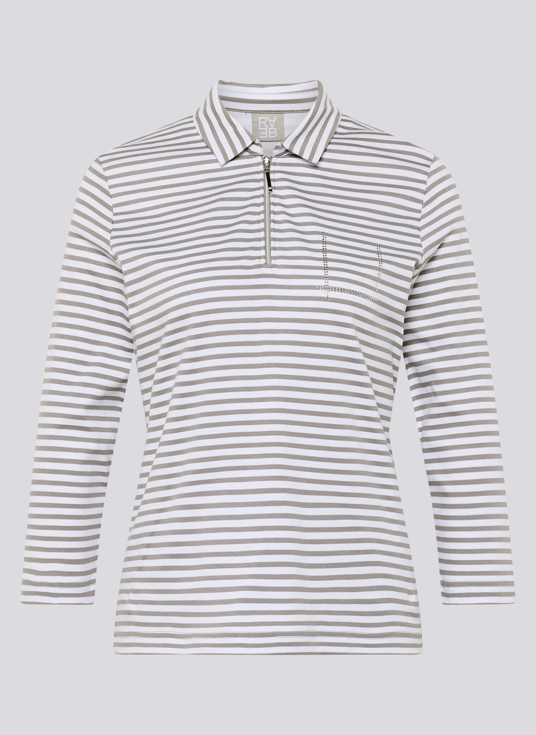 Rabe Grey Striped Polo Zipped Sweatshirt