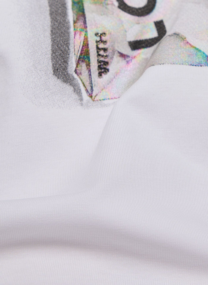 Rabe White Floral Rhinestone Print Top