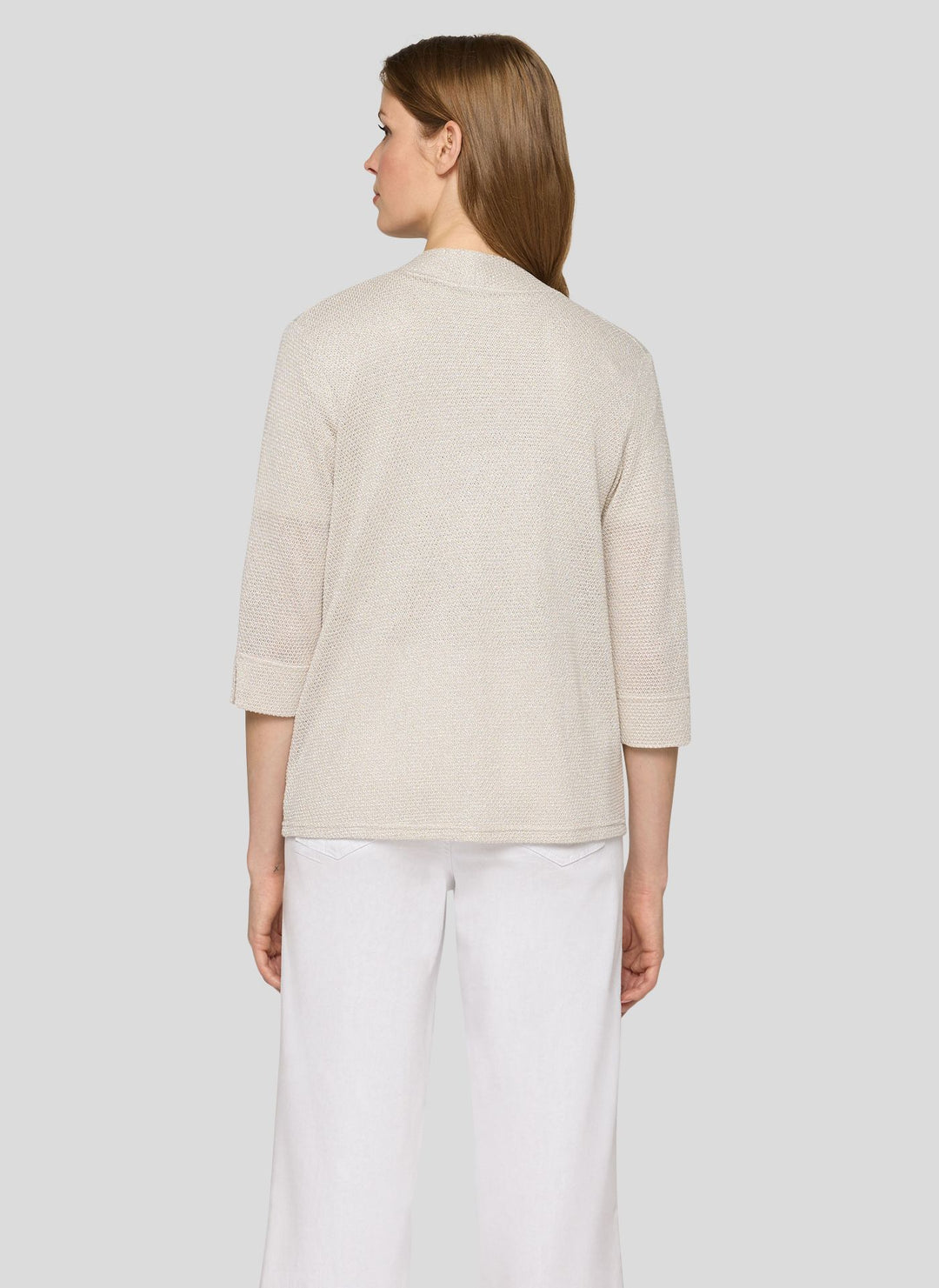 Rabe Beige Open Textured 3/4 Sleeve Jacket