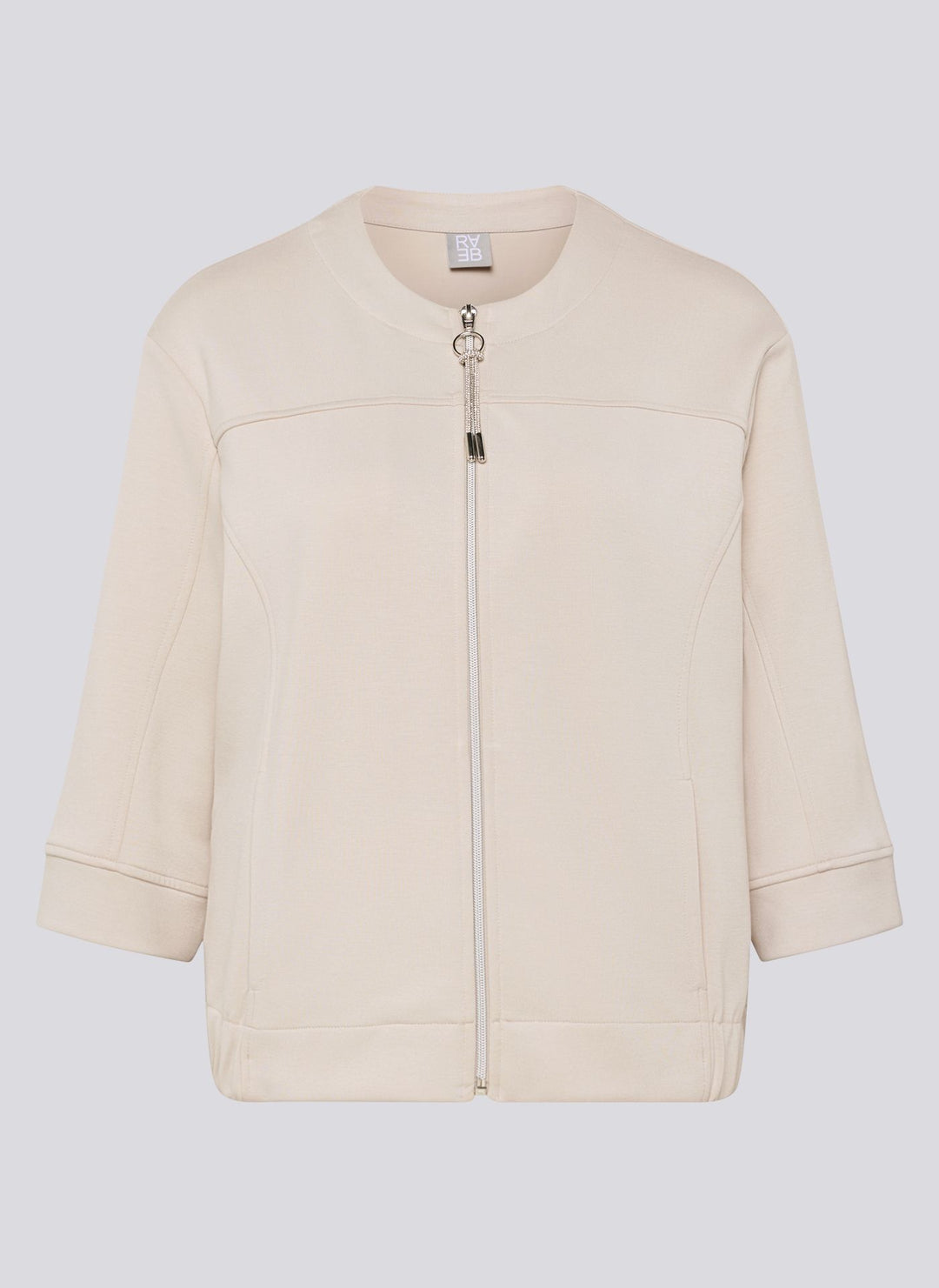 Rabe Beige Zipped 3/4 Sleeve Sweat Jacket