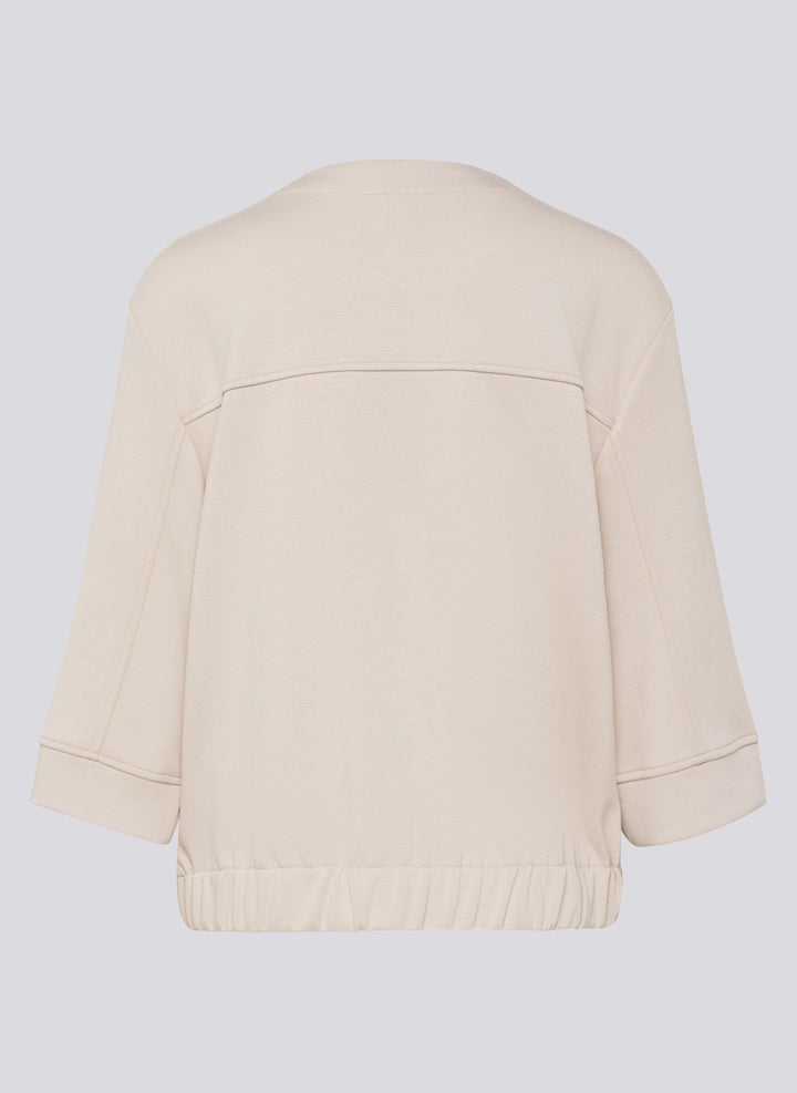 Rabe Beige Zipped 3/4 Sleeve Sweat Jacket