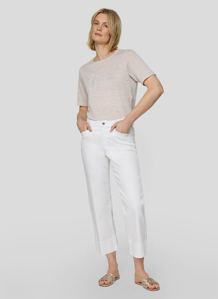 Rabe Beige Striped Rhinestone Top