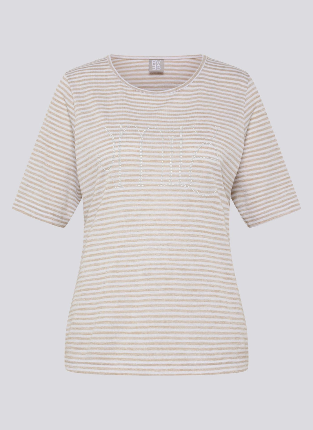 Rabe Beige Striped Rhinestone Top