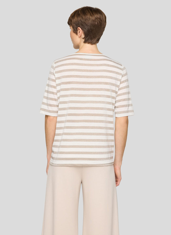 Rabe Beige Striped 3/4 Sleeve Shirt