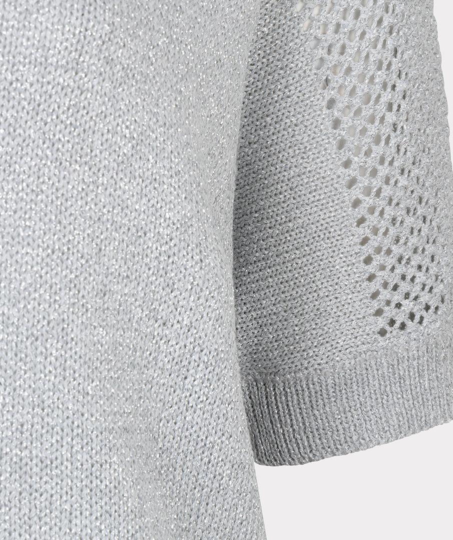 EsQualo Light Blue Sweater Ajour Batwing