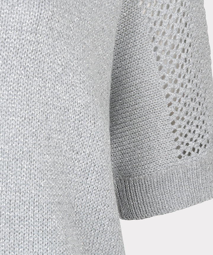 EsQualo Light Blue Sweater Ajour Batwing