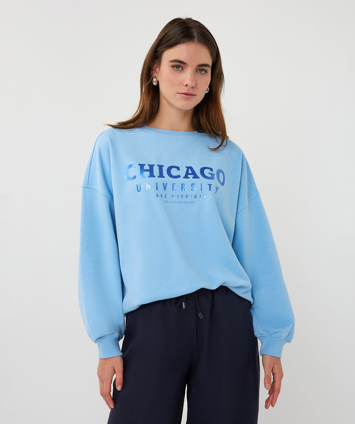 EsQualo Blue 'Chicago' Printed Sweater