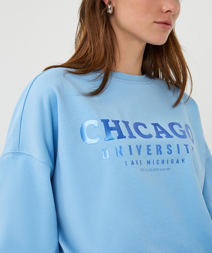 EsQualo Blue 'Chicago' Printed Sweater