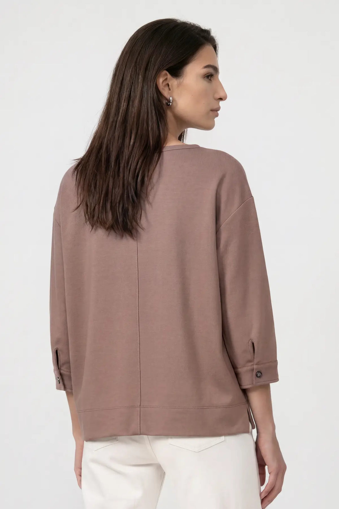 Monari Taupe Sweatshirt with Decorative Button