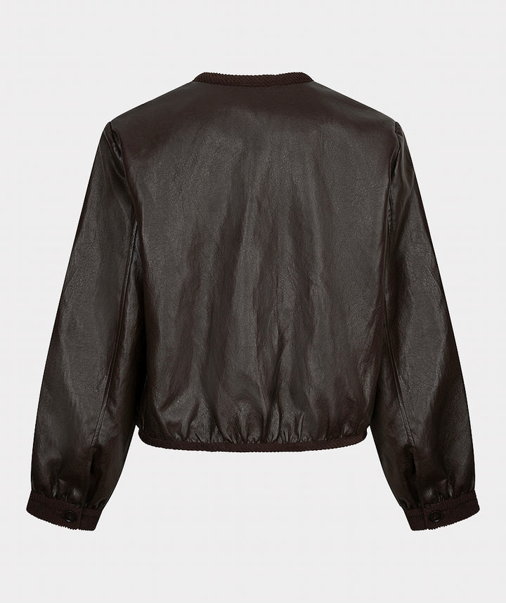 EsQualo Short PU Crinkle Jacket, Cacao