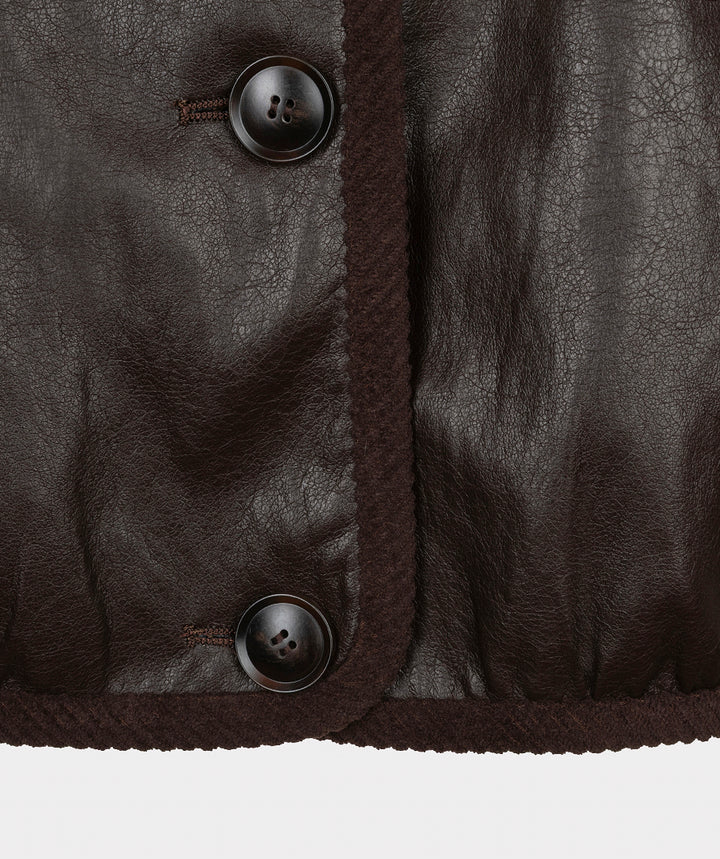 EsQualo Short PU Crinkle Jacket, Cacao