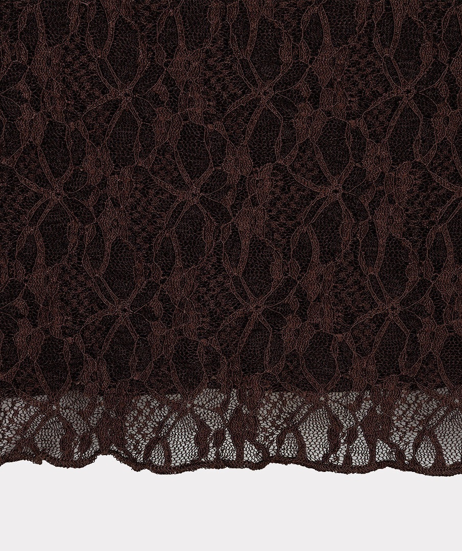EsQualo Long Sleeve Lace Top, Cacao